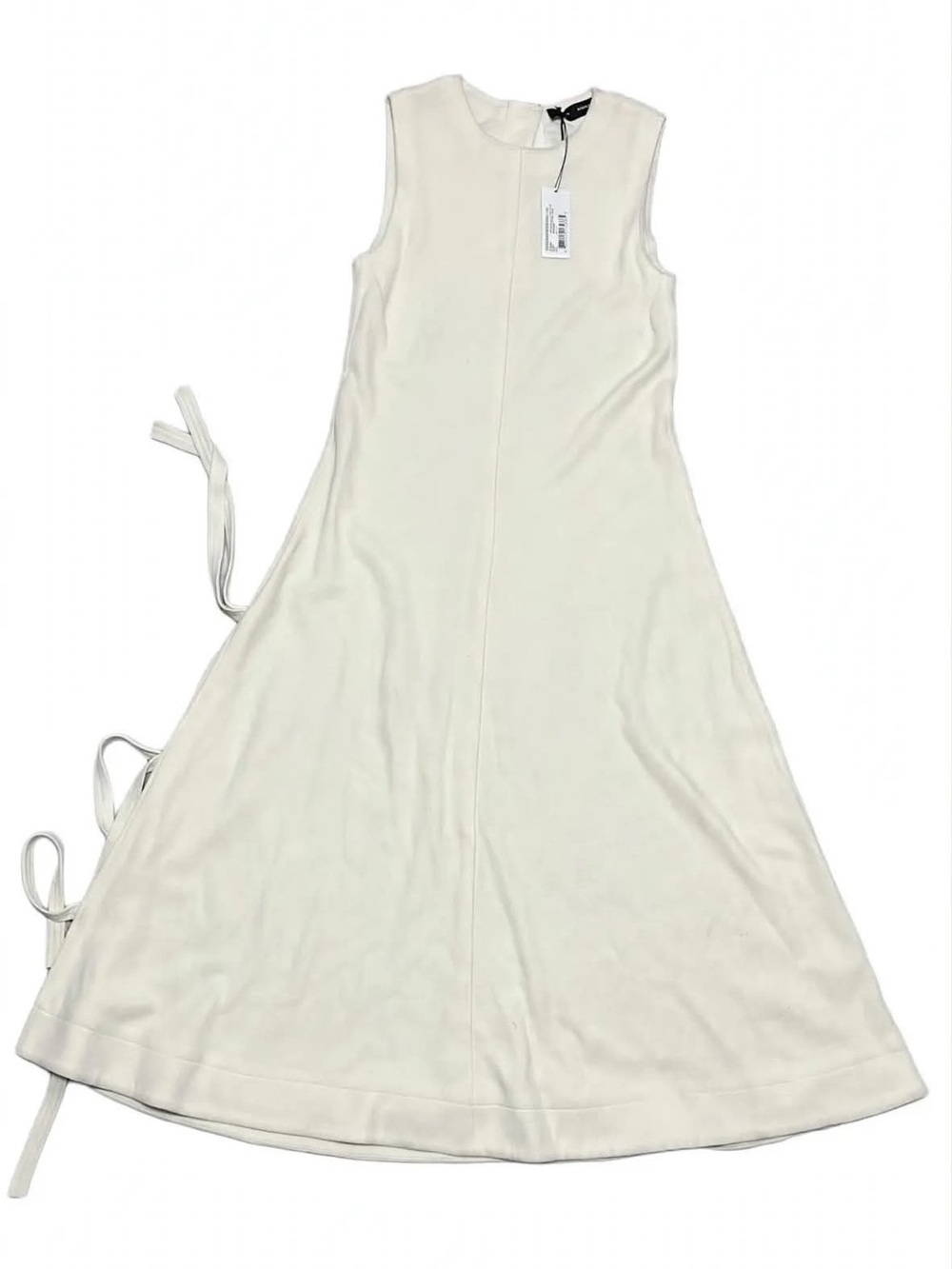 Proenza Schouler NWT S/L Flared Long Dress W Ties Wool Jersey Off White Size 8